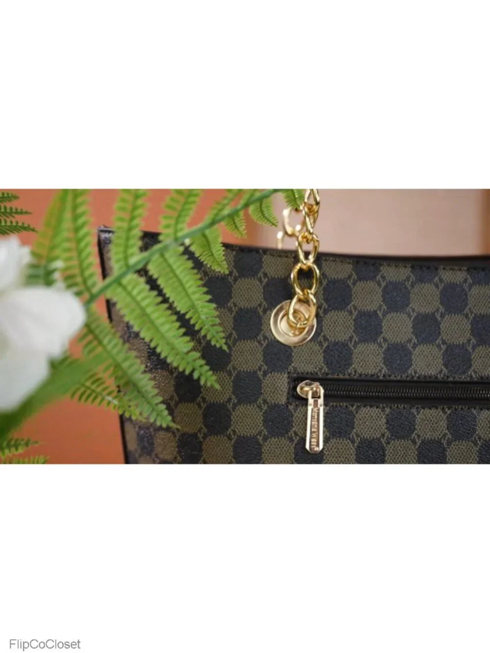 PU Leather Chain Handle Hobo Satchel Bag